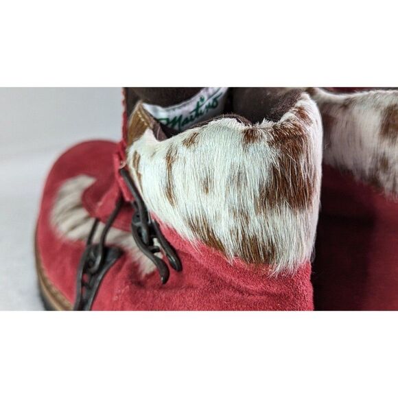 MARTINO of Canada Red ALPINE Leather Boot Womens Sz 9 Brass Metal Buckle Closure - Picture 5 of 12